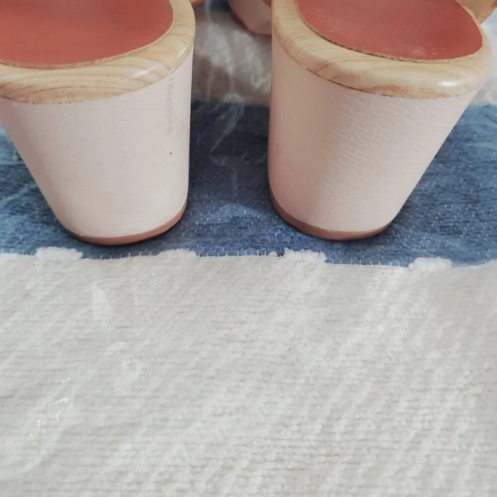 New Swedish Inspired Clogs Block Heel In Camel - Picture 7 of 9